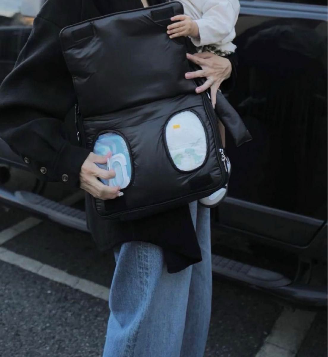 calin カラン マザーズバッグ ブラック 黒 おむつポーチ ママバッグ