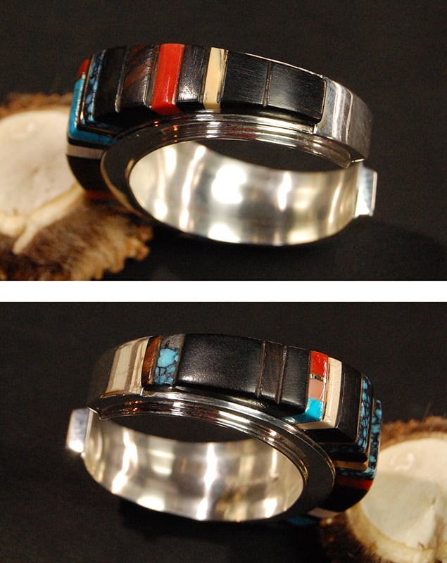 NAVAJO（ナバホ）族 Edison・Cummings作 インレイバングル シルバー