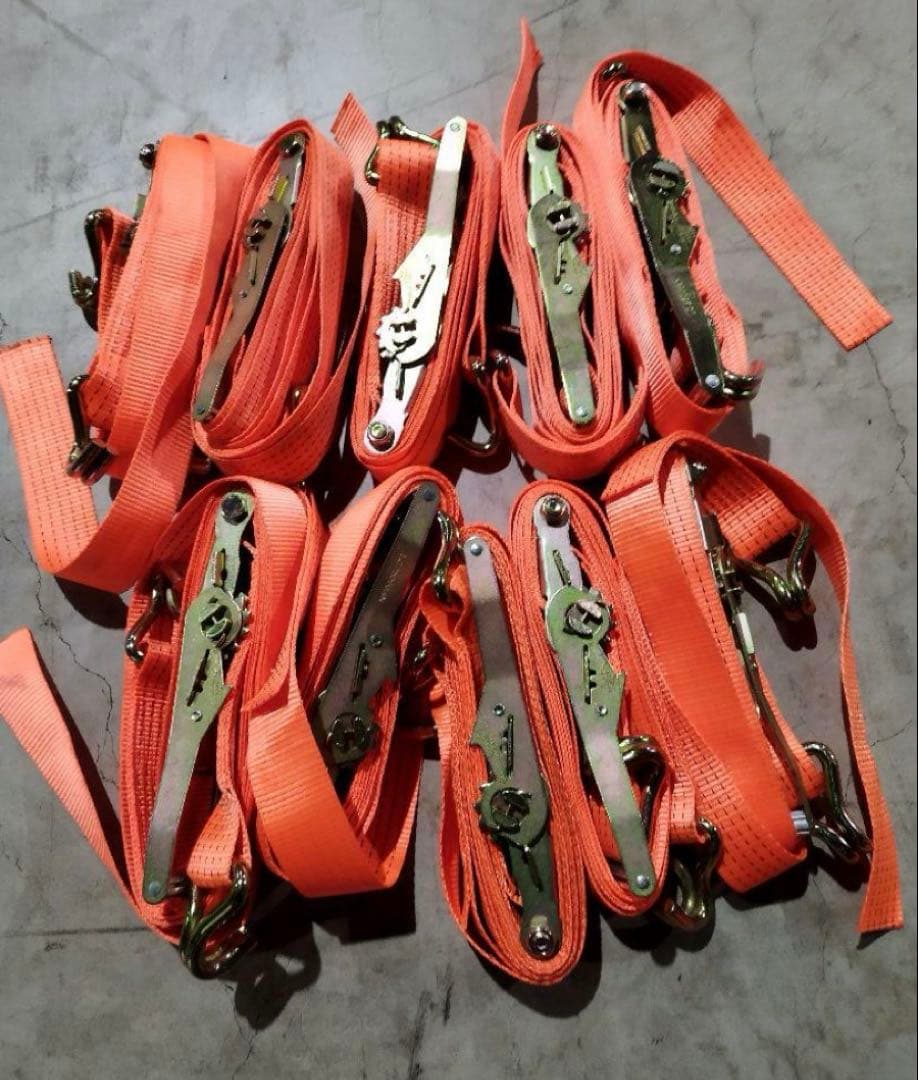 ラッシングベルト　10本まとめ売り ラッシングベルト キネダイン 50mm レールフック 10本 固定側1m 巻側7m